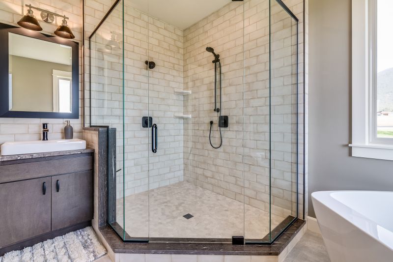 Open Shower with Floor-to-C ceiling Glass